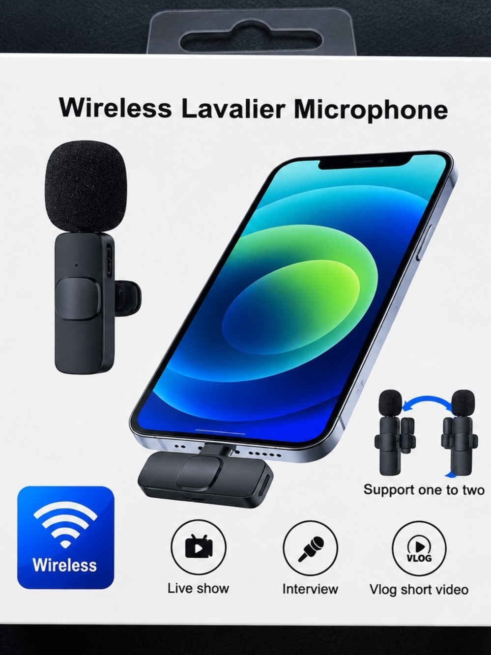 Wireless Lavalier Microphone for Smartphones - Black
